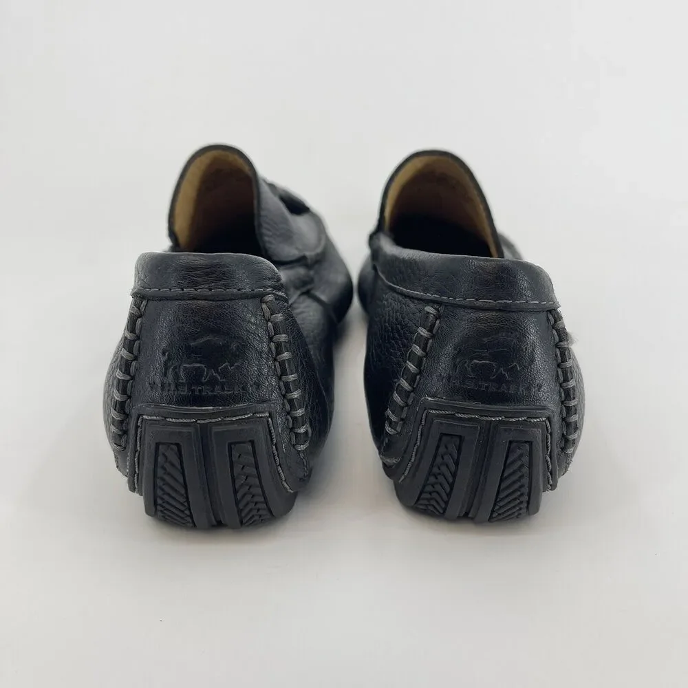 HS Trask Men's 11.5 Black Pebbled Leather Tasseled Driving Loafers Slip On Shoes